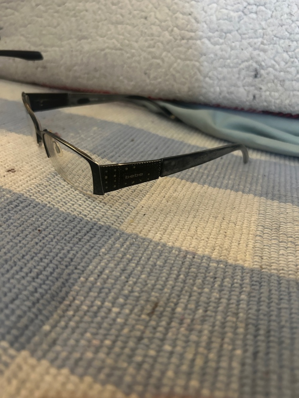 bebe Black Semi-Rimless Rectangular Glasses with Subtle Stud Detail